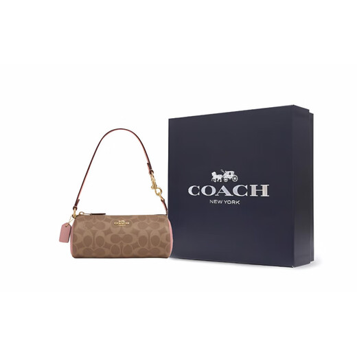 蔻驰（COACH）单肩包Nolita20金属徽标Logo拉链开合PVC圆筒手提小号女款棕色拼 基础装(包+防尘袋)