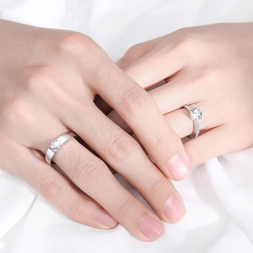 DRPT950 platinum ring for women, moissanite platinum wedding couple ring, birthday and Valentine's Day gift for girlfriend, PT950 platinum couple ring, default live,