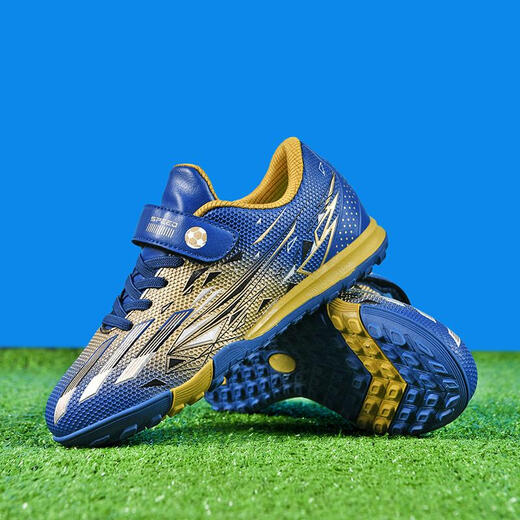 
LNML2025 new product teenager football shoes children boy elementary school students sneakers Velcro grass training shoes men and women balls 6199 black and blue broken nails 30