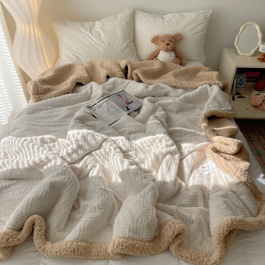 Pick up cat ins style rabbit plush blanket student dormitory milk velvet air conditioning nap small blanket office shawl caramel coffee jacquard rabbit plush soft and skin-friendly not 200x230cm scene sofa bed blanket