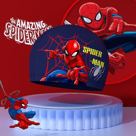Disney children's swimming cap for boys and girls without tying the head, sun protection fabric, new cute women with long hair, professional swimming equipment, Courageous Spider-Man