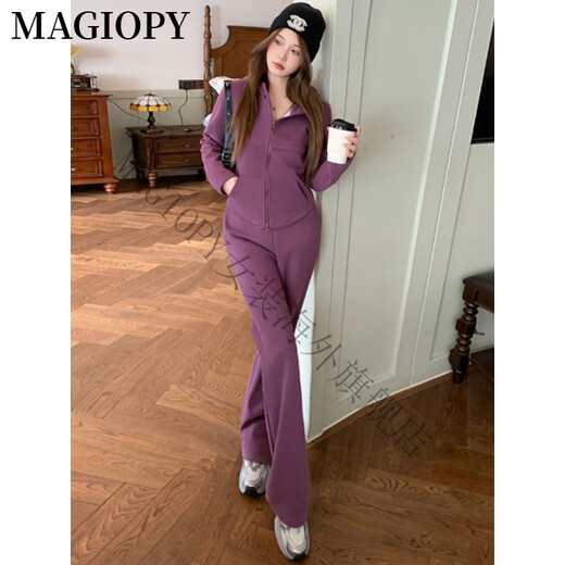 Magiopy International Luxury High-End-Marke Salt-Salt-Salt-Lässer-Sport-Sport-Set 2025 Spring Slim Modelle Purple Jacket Purple Two-Tiefe Set S (100jin [Jin gleich 0,5 kg]))