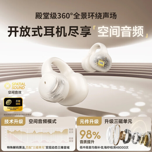 PVF [2025 new Voice of Berlin] Bluetooth earphone ear clip type suitable for Sony bone conduction concept open sports running wireless call noise reduction ear hanging