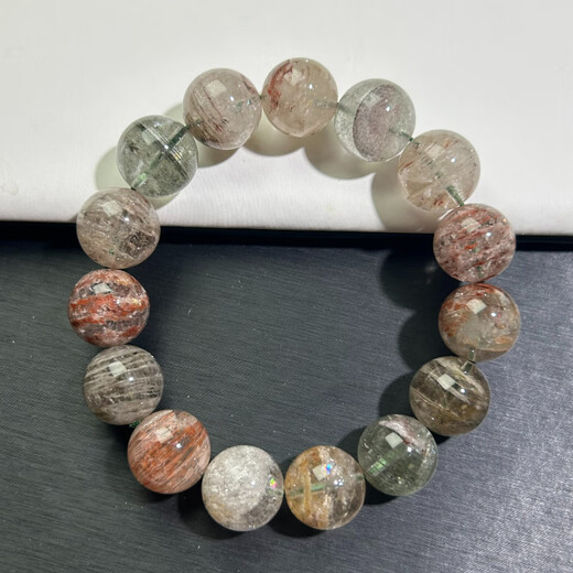 
Thousand-layered ghost crystal bracelet for four seasons natural full mine ghost deep green red ghost bead bracelet QCSJ12244 bead diameter about 12mm