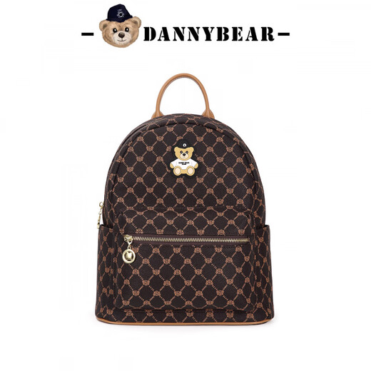 Danny Bear Backpack Backpack Women's Bags and Schoolbags Presbyterian Commuter Business Fashion Check Bags DKB3826005 Coffee Brown (Classic Popular Selection)