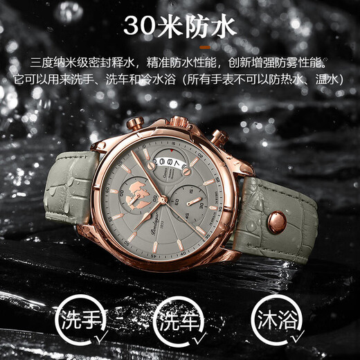 誉尚荣（YUSHANGRONG）航海系列男士手表航海家2023年新款男士手表水日历潮流轻奢腕表 9898壳白面皮带无计时