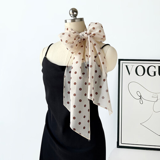 Polka Dot kleiner Seidenschal für Frauen im Sommer Retro dünner Stil-Organ Garn Small Long Schal abgeschrägtes kleines Streamer-Nackenschal Großhandel OGS011-BRUSH rot 182*19cm