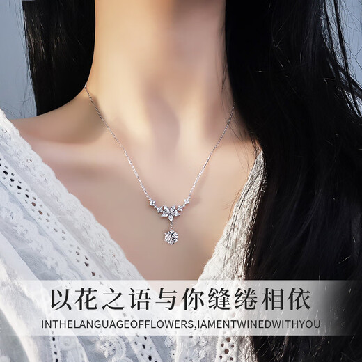 Lao Fengxiang Light Luxury Wisteria Flower Sterling Silver Necklace for Women 2025 New Pendant Jewelry Practical Birthday Gift for Girlfriends Free Engraving/Ghostwriting Greeting Cards - Order this link