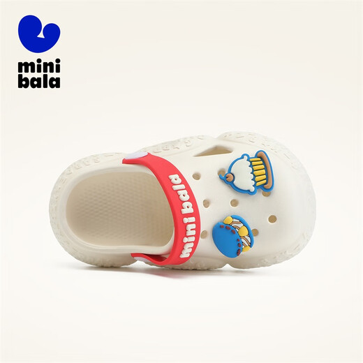 Minibala children's shoes, children's clogs, new summer shoes for boys and girls, baby home shoes, breathable sandals and beach shoes, off-white, size 32, suitable for feet length 19.0-19.5cm