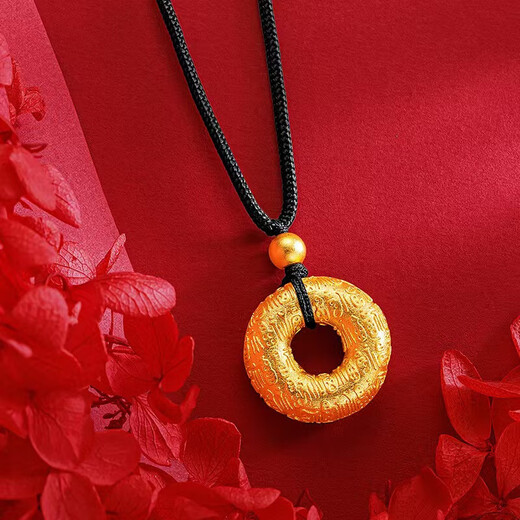 New Chinese style ancient gold Baifu safety buckle pendant Vietnamese sand gold men and women braided Baifu pendant Baifu safety buckle pendant