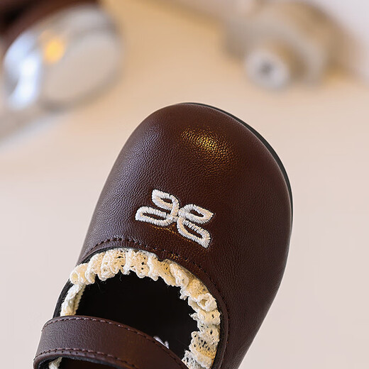 Princess shoes, girls' leather shoes, summer children's shoes, black baby shoes, spring and summer little girls' soft-soled shallow mouth shoes, black 23, inner length 14.5cm