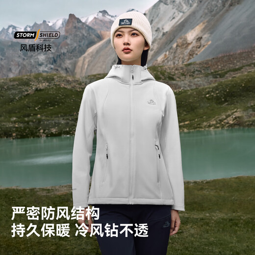 Pelliot Windshield Outdoor Soft Shell Jacket 25 Autumn New Velvet Warm Waterproof Wear-Resistant Sports Casual Jacket Men's Obsidian Black | Newly upgraded XL