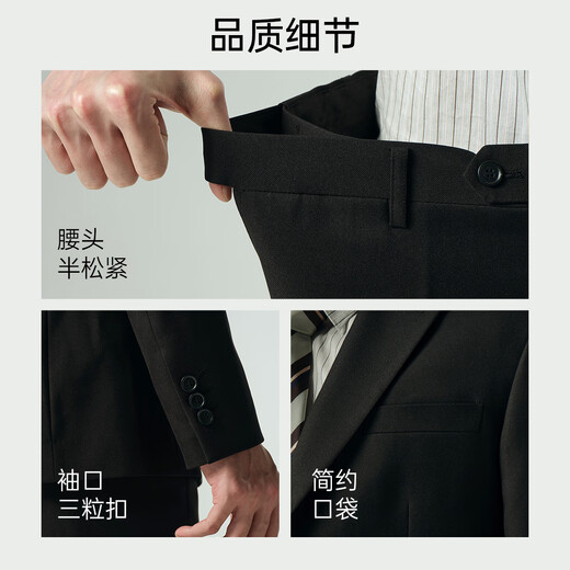 Lilang Three-Proof Fabric Suit Suit Men's Easy-Care Formal Autumn 2025 New Business Men's Suit Suit Black (G5QXF033SA) XL Top 175/88A Pants 175/82A