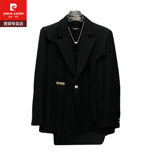 Pierre Cardin Korean streamer design blazer men's Korean style versatile high-end casual splicing suit white DK25 suit + pants XL 145-158Jin Jin equals 0.5 kg