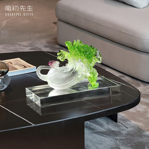 Mr. Nan Chu's fortune-enhancing glazed cabbage ornaments, simple style, high-end living room and office ornaments, housewarming and opening gifts