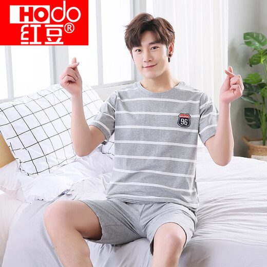 Hongdou (HODO) Summer Simple Pajamas Summer de manga corta Summer Lave Tamiz Lo suelto Ropa para el hogar del hogar del algodón delgada para usar H9928 L