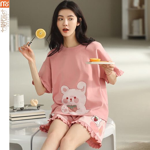 Pyjama modal pour les femmes en été 2025 Nouveau dessin animé Suisse à manches courtes Coton Coton et mince version coréenne Y9853 M