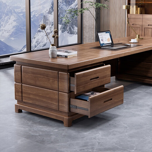 All solid wood desk boss desk office combination president desk simple general manager office furniture high-end executive desk 2.0 boss desk