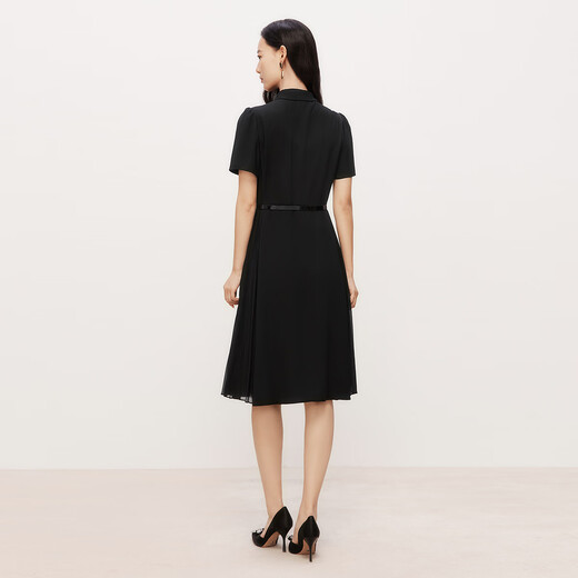 
Kelai Tier Kelai Tier 2025 summer new acetate classic shirt collar waist business dress for women black M
