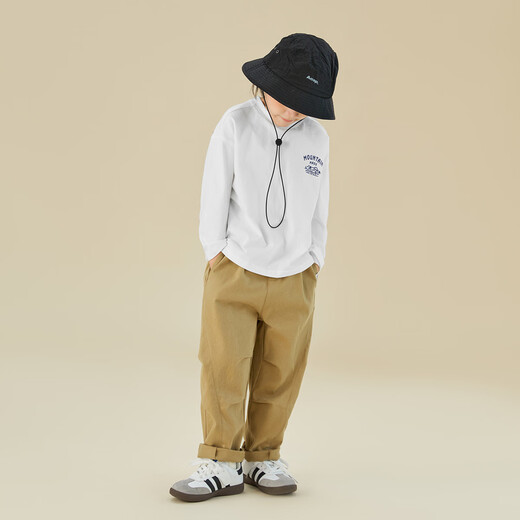 Duojia hand-painted camping style boys' T-shirts 2025 spring and autumn style comfortable pure cotton long-sleeved children's handsome and versatile tops