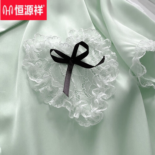 恒源祥公主风睡衣女夏季冰丝短袖短裤家居服套装凉感·绸蕾丝2025年新款 YX9201开/衫双短宠物猫 M 女建议重80-105斤