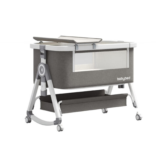Crib Movable Cradle Bett tragbares Zwei-in-Eins-faltbare Multifunktions-BB-Bett Neugeborene Spleißbett Aluminiumlegierung mu yuyun grau 丨 Dream Chase Model [Speicher