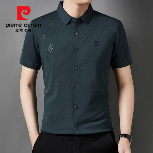 
Pierre cardin summer traceless ice silk free short-sleeved shirt for men's elastic new casual men's French short-sleeved shirt 6622 black L Recommended 105-120Jin [Jin equals 0.5 kg]