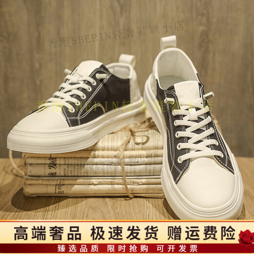 Hang TenGF canvas shoes for men's breathable thin one-legged canvas shoes casual and versatile white bottom black surface lace free ice silk black [sports shoe size] 40