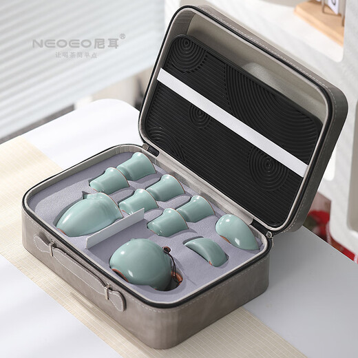 NEOEO NEOEO Tianqing Ru Kiln Split Glaze Can Support Kung Fu Tea Set Home Teapot Teacup Tea Tray Complete Set Gift Box NEOEO Nier Ru Kiln Split Glaze Set N1321