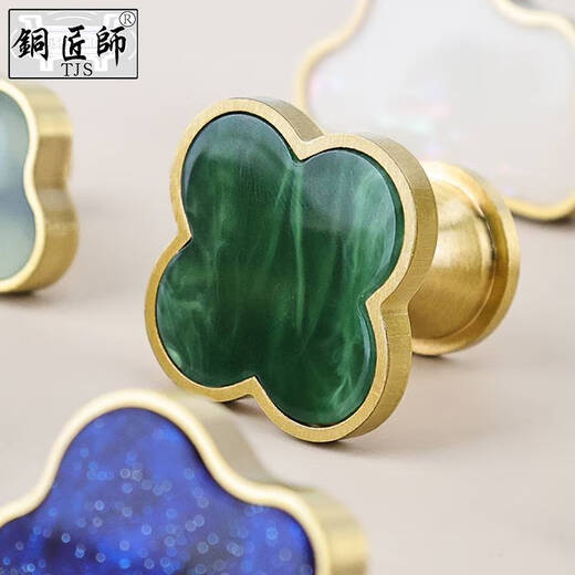 语森忆铜匠师法式天然水晶柜门抽屉轻奢现代简约把手衣柜黄铜单孔小拉手 T2677-紫水晶
