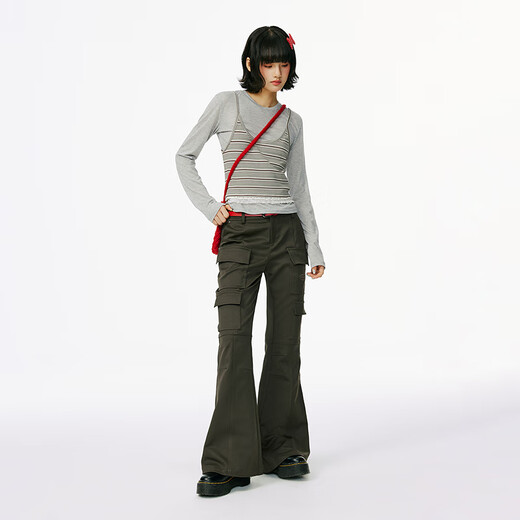 MMLG Pantalones casuales American Workwear para mujeres en otoño NUEVA Y VERSATILE VERSÁTIL COREA COREANA SOLICIONA SOLICITUD PIEJOS LARGOS PIELERS OLIVE GREEN S