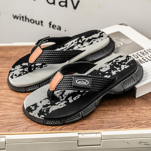 Flip Flops für Männer 2025 Neue Sommer Outdoor Outdoor Casual Dicker Sohle-Clip-On Pantoffeln Personalisierte vielseitige Sportsandalen SRX-524VFJ Schwarz und Blau 40