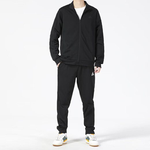 Adidas Men's Men's Automne and Winter Sports Suit, Fitness Training, confortable veste à cols de support respirant, pantalon décontracté, H46101 + GK9226 / Simple et à la mode M