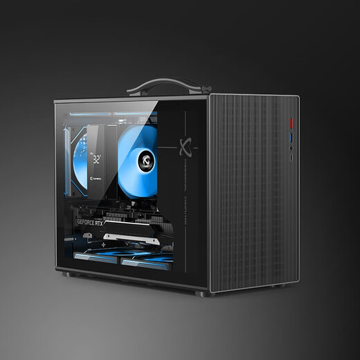 动力火车（PowerTrain）未知玩家M1黑色MATX机箱便携式手提桌面玻璃侧透台式电脑立式主机外壳