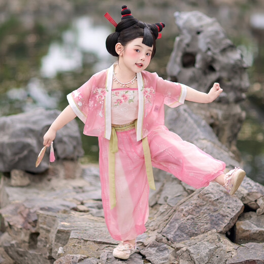 
Today, the ancient girl's Hanfu suit Shiji baby cos dress kindergarten Mid-Autumn Tang suit Light rose pink skirt 120