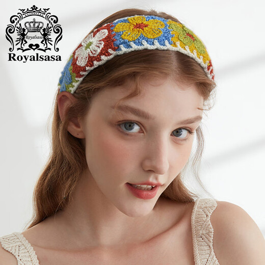 Royal sasa royal salsa embroidered headband women's face-showing small hairpin high skull wide-brimmed headband French women's wool autumn and winter hair accessories