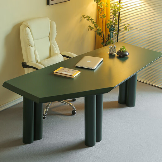 Haoyikaijia simple modern solid wood computer light luxury minimalist style special-shaped designer office boss workbench size 130*80*75 (elegant black)