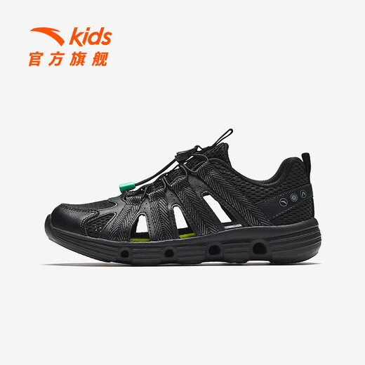 ANTA children's sandals, boys' shoes, 2026 summer new outdoor water and land tracing shoes, toe-toe anti-collision beach shoes, black-8 35, inner length 22cm