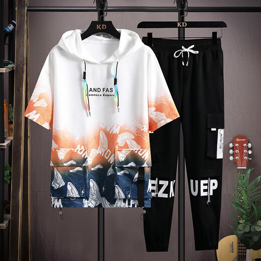 Ran Yilans selben Jugend-Sommersportanzug für junge Menschen, einjährige Jungenkleidung, Kurzarmhemd der Junior High School, Big Children's Summer Suit, 9735 grüne Kurzärärmel + Shorts Round Neck, Qualitätsgarantie, M 75-98jin [Jin gleich 0,5 kg]