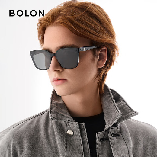 
BOLON Tyrannosaurus Glasses 25-year new sunglasses for men Wang Hedi, the same sunglasses as men and girlfriends, the Chinese Valentine's gift BL3203 [Same Model in Celebrity] C10 Bright Black-Polarized