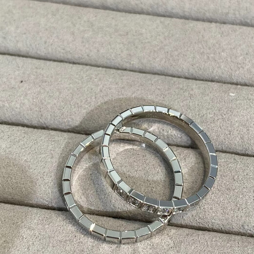 CAOX925 sterling silver small ice cube ring square row diamond wide and narrow version 18k gold inlaid diamond men and women plain circle couple wedding ring single diamond rose gold size 5