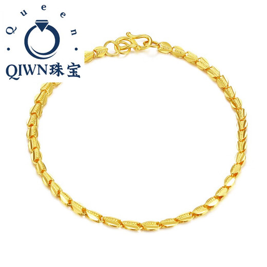 QIWN jewelry new light luxury niche pure gold 999 wheat ear heart-shaped wheat heart-shaped gold bracelet women's model A pure gold 999 about 5.38g17cm