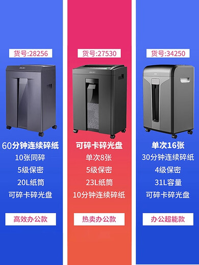 JPHZNB27530 Paper Shredder 5 Confidential Office Special Paper Shredder Commercial Documents Crusher High Power Electric Large Paper Shredder 23 Large Paper Shredder Household Paper Powder 14404 Black 30 minutes continuous crushing-5 pieces together-20 liters