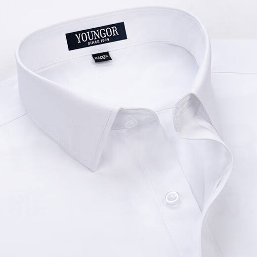 Yageor flagship official store short-sleeved shirt men's iron-free business casual professional versatile formal dress striped solid white shirt comfortable small purple stripes (DX6624) 45 (suitable for 190-210Jin [Jin equals 0.5 kg])