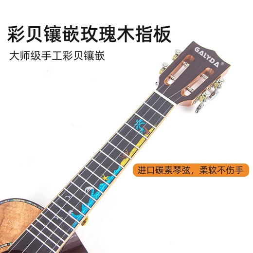 GALYDA尤克里里女初学者成人乌克丽丽小吉他进阶级23寸入门级儿童乐器 23寸云杉彩蝶木 单板亮光