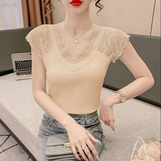 Chaleco de correa interior de encaje para mujeres Nuevo estilo para mujeres con camiseta de base delgada versátil de gran tamaño versátil camiseta Top Summer 3519 S 75-95Jin [Jin equivale a 0.5 kg]