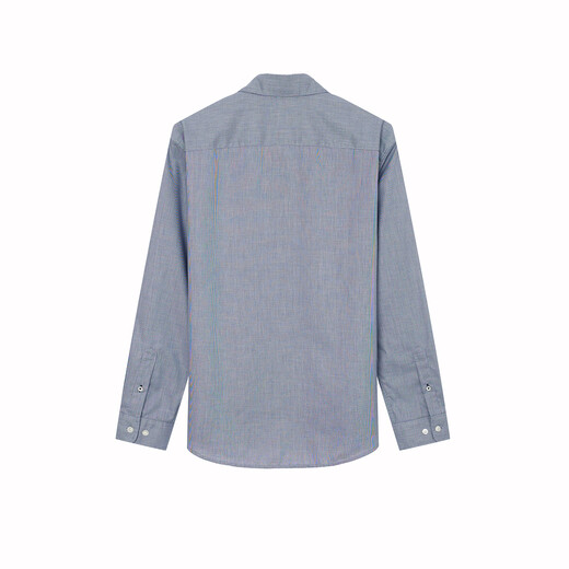 哈吉斯（HAZZYS）男装 秋款商务通勤衬衣小千鸟格长袖衬衫男ASCZK1BCK03 藏青色NV L （175/96A 48）