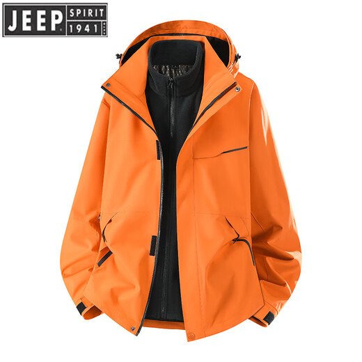 
JEEP SPIRIT Jeep Shock Clothes Women's 2025 new three-in-one solid color jacket outdoor windproof waterproof hiking suit Beili powder L