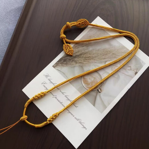 DR-FLVVS Fat Donglai's same eight-treasure compass lanyard purely hand-woven gold pendant rope necklace rope gold Buddha head with rope gold rope (rope thickness 2.5mm)