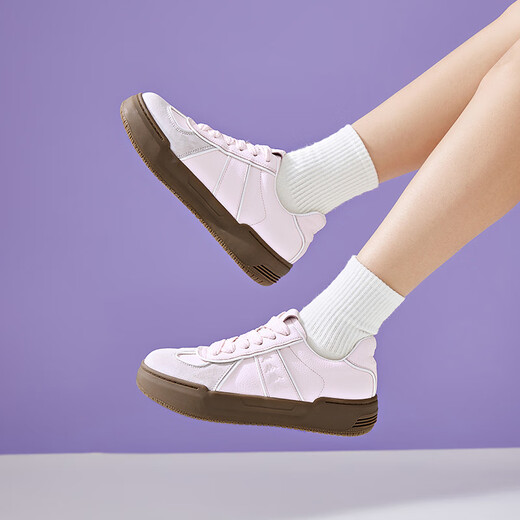 KAPPA women's shoes thick soles German training shoes for women 2025 autumn new pink versatile board shoes for women casual sneakers for women milk tea powder single layer 36 (225mm)